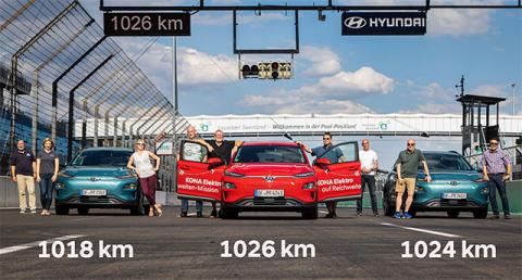 Электрокар Hyundai Kona проехал более 1000 км без подзарядки