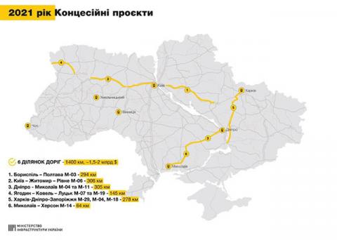 В Украине планируют построить шесть платных дорог (карта)