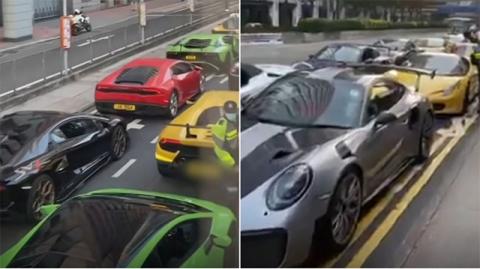 Полиция Гонконга задержала 45 суперкаров за незаконные уличные гонки (видео)