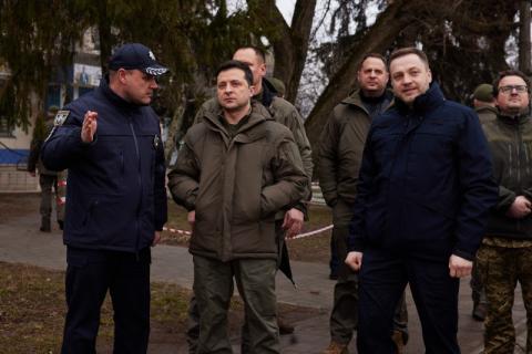 На Херсонщине Владимир Зеленский провел смотр учений сил и средств МВД