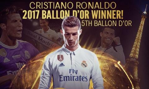 Португалец Криштиану Роналду получил «Золотой мяч 2017» от France Football